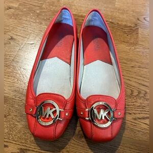 Michael Kors Orange Saffiano Leather Moccasin Flats Size 8.5